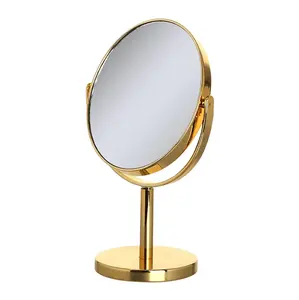 Factory Customized Portable Desktop Oval Rotatable Gold Makeup Mirror Waterproof Hd Glass Cosmetic Mirror With Magnifying