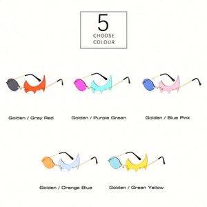 Lunettes de soleil unisexes vintage tendance 2021, verres transparents effet océan, forme flamme irrégulière, sans monture, protection UV400 - Product Image 6