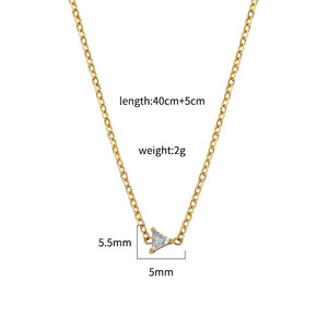 Geometric Triangle Pendant Necklace Stainless Steel 18K Gold Plated Zircon Claw Setting Gift Jewelry - Product Image 4