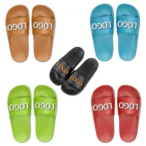 OEM Custom diapositive nere PVC Logo pantofole da uomo semplici pantofole bianche Slide sandali