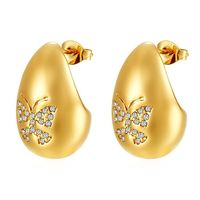Boucles d'oreilles géométriques en gros, bijoux de mode pour femmes, créoles et clous d'oreilles en acier inoxydable avec zircone, boucles d'oreilles circulaires tendance