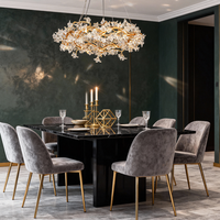 Lustre moderne de luxe en cuivre, branches et pétales de fleurs en cristal, fait main, hauteur réglable, éclairage LED à économie d'énergie, garantie 5 ans