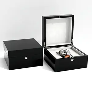 fast shipping black piano lacquered high glossy design your own single premium wood unique watch box with velvet inside