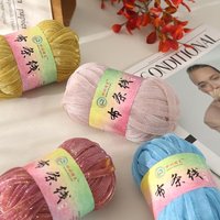 Shiny Metallic T-shirt Yarn Hot Sale Polyester Fabric T-shirt Yarn for for Manual DIY Blanket Cushion Crochet Project