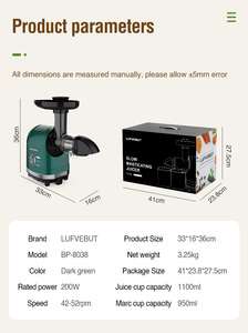 Mejor Extractor de Jugos Lento, Exprimidor de 200W con Circuito de Masticación Lenta - Product Image 6