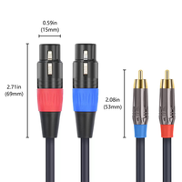 Çift Dişi XLR - Çift RCA Kablosu 2-XLR Dişi - 2 RCA/Telefon Fişi Erkek HiFi Stereo Ses Bağlantısı Mikrofon Kablosu