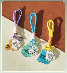 QY Philosopher Acrylic Keychain Color Braided Wrist <b>Lanyard</b> Inspirational Bag Charm Backpack Pendant Wholesale - Product Image 5