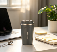 380ml Mug Kopi Perjalanan Vakum Isolasi Stainless Steel dengan Logo Kustom, Botol Air Ramah Lingkungan untuk Hadiah Bisnis Kantor
