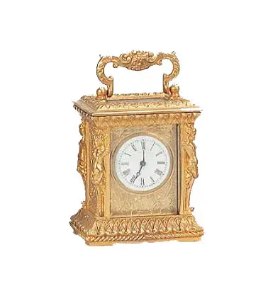 สไตล์ฝรั่งเศสขนาดเล็กทองFine DedicatedทองเหลืองรูปCased Chisel Caving Dial 8 วันRepeaterนาฬิกา/นาฬิกา