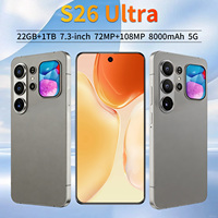 Smartphone S26 Ultra, écran haute définition de 7,3 pouces, appareil photo 108MP, batterie 8000mAh, 22 Go + 2 To de stockage, téléphone mobile 5G