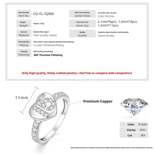 Anillo de Aniversario en Forma de Corazón con Micro Pavé de Circonitas y Baño de Oro de 14k sobre Cobre Ecológico, en Oferta - Product Image 2