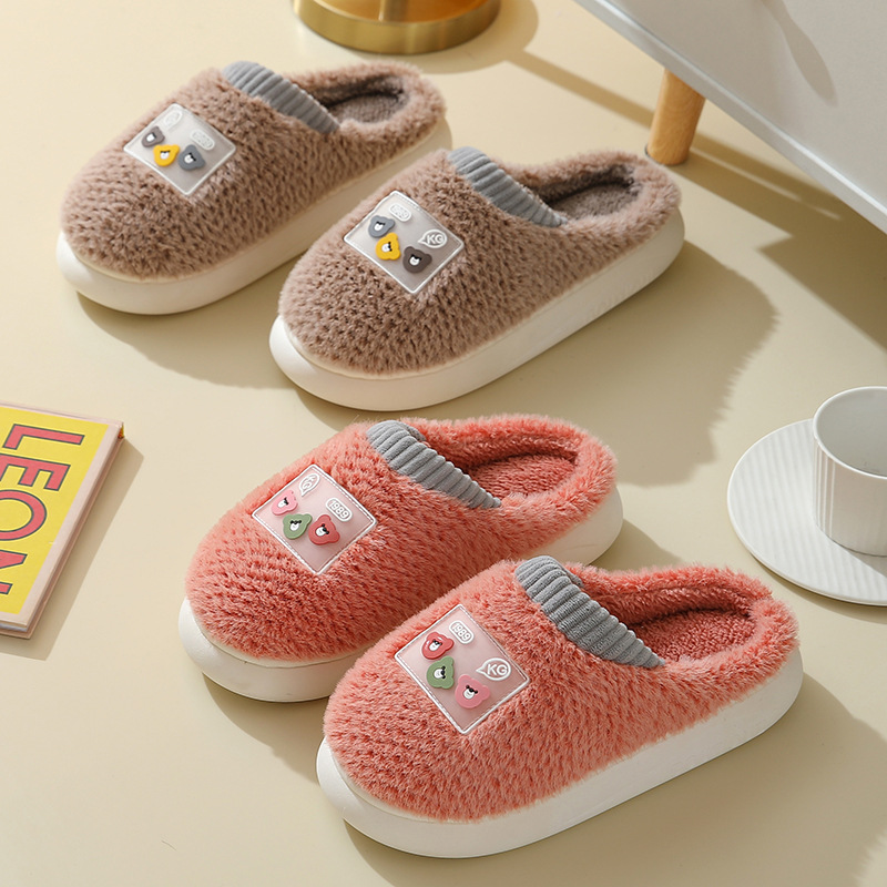 New Plush Cotton Slipper Women Winter Home Shoes Thick Bottom Couples Warm Slippers
