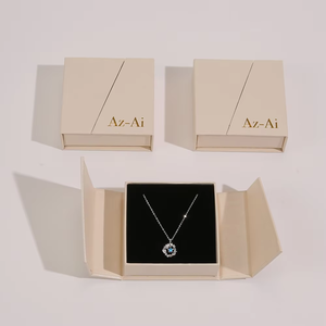 Juego de joyas magnéticas blancas, caja de doble puerta abierta, embalaje superior abatible para collar, pulsera, joyas, regalo - Product Image 5