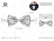 Papillon con Paillettes Argento Pre-Annodato, Accessorio Formale Metallizzato - Product Image 1