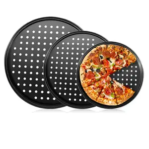 3 Stuk Bak Stalen Pizza Pan Met Gaten Ronde Pizza Pan Voor Oven Bakvormen Pizzablad