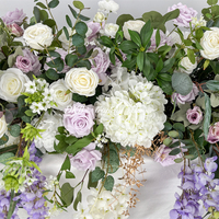 Décoration florale artificielle de mariage en plein air personnalisée DKB, couleurs violet et blanc, pour allées et rangées