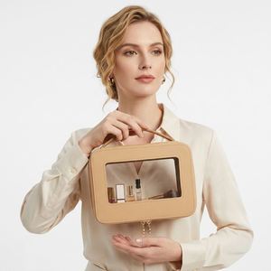 Sac de rangement cosmétique imperméable à fermeture éclair avec fenêtre transparente grande capacité, sac de beauté de voyage personnalisable avec LOGO - Product Image 5