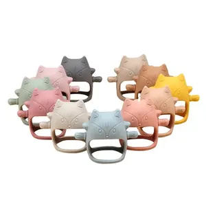 Brinquedos de silicone Cute Animal Fox Silicone Baby Toys Calmante Baby Teether Mão Protetora para 3 Meses a 4 Anos de Idade Crianças