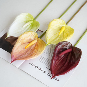 Fleurs artificielles Anthurium en plastique, toucher réel, décoration de mariage et de maison, style moderne, artisanat fait main - Product Image 2