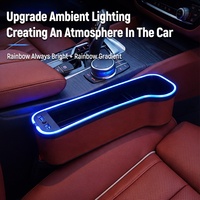 Organisateur de siège de voiture avec éclairage d'ambiance LED, boîte de rangement multifonctionnelle avec deux ports de charge USB
