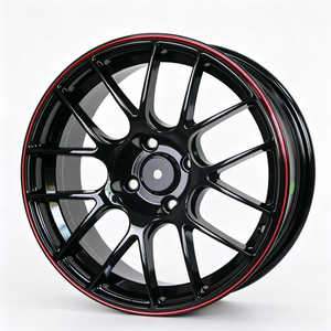 Cerchio in Lega di Alluminio Forgiato Fujilu da 15 Pollici, 4 Fori, Stile Giapponese-Coreano-Tedesco-Americano, Modello con Cerchio Nero e Fascia Rossa - Product Image 2