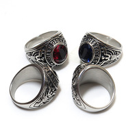 Bague de bijoux rétro robuste en acier inoxydable USA Eagle Emerald Ruby Sapphire Gorgeous Antique Gemstone Cocktail Ring