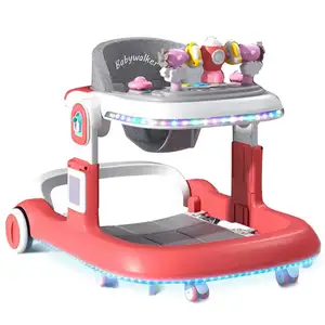 Multifunction Light Music Walker Baby Foldable 4 In 1 Activity Baby Push Walker With Wheels And Seat