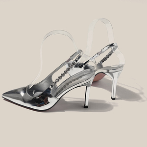Zapatos de Vestir para Mujer, Tallas Grandes, Cómodos, con Tacón de Aguja, Punta Puntiaguda, Diseño Brillante con Pedrería, para Fiesta - Product Image 6