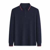 Polo à manches longues pour homme avec logo personnalisé, couleur unie, tricot piqué, doux et respirant, uniforme de golf, uniforme professionnel, vente en gros, OEM, marque privée