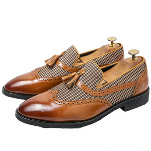 Zapatos de vestir para hombre con borlas, de cuero suave, para negocios/oficina, mocasines formales con punta, sin cordones, transpirables, ideales para dropshipping. - Product Image 3