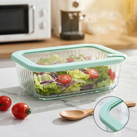 Ensemble de 4 récipients de conservation alimentaire en verre, hermétiques, pour préparer les repas, conçus pour conserver les fruits et légumes, compatibles micro-ondes et congélateur