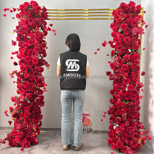 LEDA Handmade Romantic Long <b>Red</b> Rose Peony Flower <b>Runner</b> Soft Wedding Decoration for Birthday Parties and Valentine's Day - Product Image 2