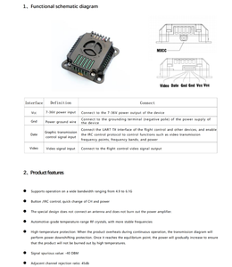 Trasmettitore Video VTX TNH in Plastica 3W-4.9G/6.1G 88CH per Droni Umani 25-3000mW Protocollo di Controllo OEM FPV <span class=keywords><strong>Mini</strong></span> Droni RC - Product Image 5