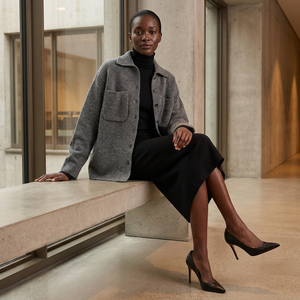 <span class=keywords><strong>Cardigan</strong></span> <span class=keywords><strong>Oversize</strong></span> in Lana 100% Organica per <span class=keywords><strong>Donna</strong></span>, Certificato GOTS, Grigio Mélange con Tasche, Stile Lussuoso e Discreto - Product Image 3