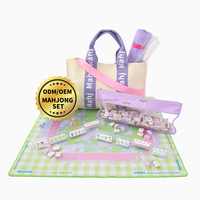 Tuiles de jeu de Mahjong en acrylique violet clair à 4 couches, modernes et luxueuses, personnalisées en gros pour enfants