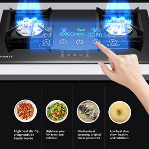 Cuisinière à gaz à écran tactile domestique, double foyer, <span class=keywords><strong>neuf</strong></span> brûleurs, 5,2 kW, grande puissance, feu intense, minuterie, gaz naturel, surface en verre trempé - Product Image 5