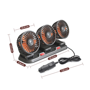 F4310 Portable Triple-<b>Head</b> Car <b>Fan</b> 12V/24V/5V USB Cooling System for Summer for Cars Trucks Vans - Product Image 3
