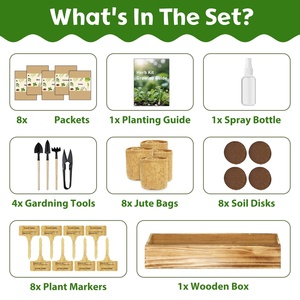 Kit de jardinage d'intérieur écologique à 8 herbes <span class=keywords><strong>pour</strong></span> débutants - Ensemble complet de culture sur le rebord de la fenêtre avec outils Cadeau unique <span class=keywords><strong>pour</strong></span> Noël et anniversaire - Product Image 2