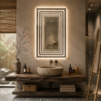 Miroir LED intelligent direct usine, miroir de salle de bain anti-buée sur mesure, haut-parleur Bluetooth à gradation tactile, IP44 CE RoHS OEM