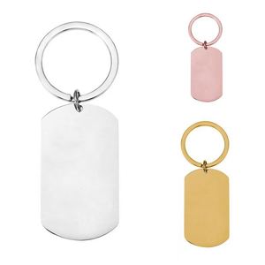 Promotional <b>Metal</b> Blank Rectangular Keychain Custom Stainless Steel Laser Engraving Personalized Text Name Dog QR Code <b>Key</b> <b>Chain</b> - Product Image 5