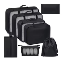 Organisateur de vêtements en filet 8 pièces Ensemble de bagages de voyage Cubes d'emballage de compression avec logo personnalisé Boîtes de rangement et bacs