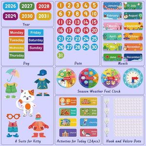 Produits <span class=keywords><strong>d</strong></span>'apprentissage sensoriel pour enfants, accessoires de <span class=keywords><strong>d</strong></span>écoration pour la maison, très demandés : <span class=keywords><strong>Mon</strong></span> calendrier quotidien, Histoires sur tableau en feutre Montessori - Product Image 4