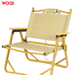 Silla de camping plegable de madera Woqi, color albaricoque, con estructura de acero, portátil para viajes y camping. - Product Image 1