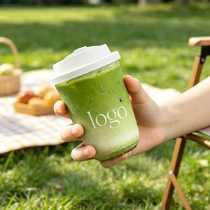 Bicchieri di Plastica Usa e Getta da 10/12/14/16/18/20oz Trasparenti per Bevande Fredde, Tè al Latte, Caffè, con Fondo Rotondo e Coperchi Personalizzabili - Product Image 1