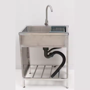 Lavello <span class=keywords><strong>cucina</strong></span> con rubinetto circolare acqua calda e fredda tubo di ingresso vasca lavanderia in acciaio inossidabile con mensola - Product Image 6