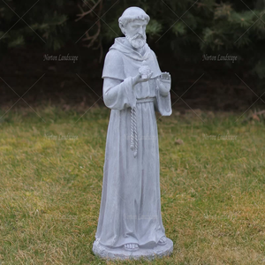 Mármol blanco Tamaño real religioso San Francisco alimentador de animales Estatua Jardín Decoración San Francisco de Asís Escultura para la venta - Product Image 5