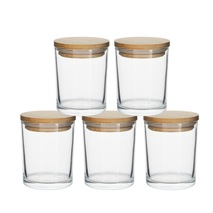 Lọ đựng nến thủy tinh tròn trong suốt cao cấp 200ml có nắp tre, lọ đựng nến hình trụ rỗng 6oz - Product Image 2