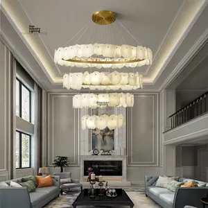 Lámpara de Mármol y Cobre de Alta Gama para Loft, Apartamento, Mezzanine, Lámpara de Araña Grande para Sala de Estar con Techo Alto, Base E26 HM-YL- - Product Image 5