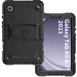 Resistente ao choque silicone caso tablet para Samsung Galaxy Tab A9 8.7 polegadas SM-X110 X115 2023 capa dobrável kickstand à prova de choque