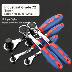 Clé à cliquet, jeu de clés hexagonales métriques, acier au chrome-vanadium chromé, outil de bricolage, double face, réglable - Product Image 2